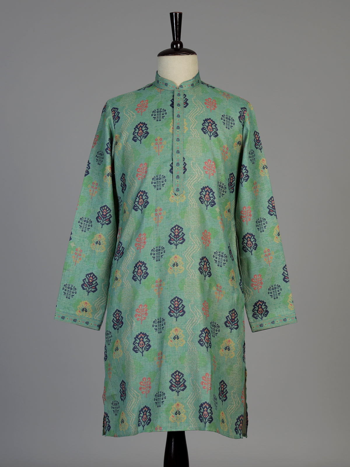 Green men folk motif kurta pajama