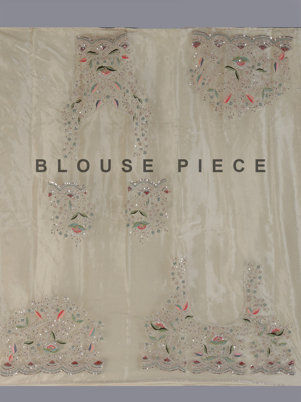 Beige tissue silk unstitched lehenga choli with pearl elegance