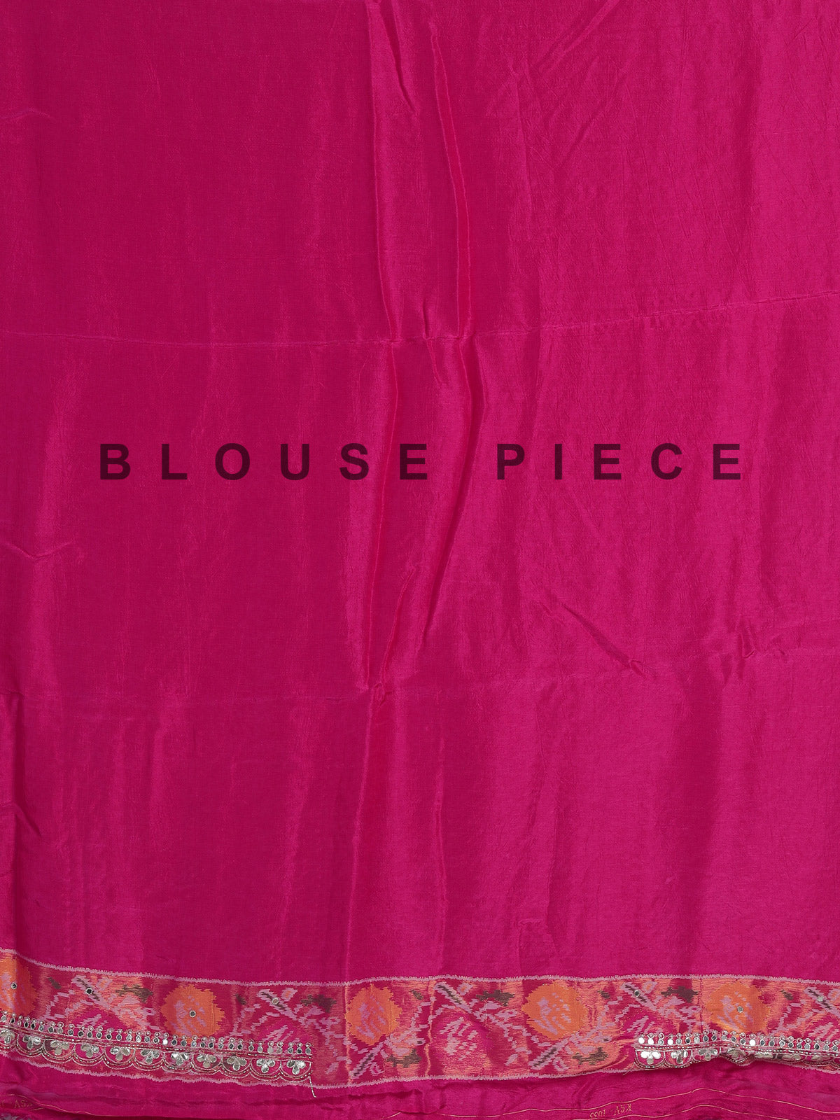 Rani pink soft silk saree with bandhani floral contrast detailing