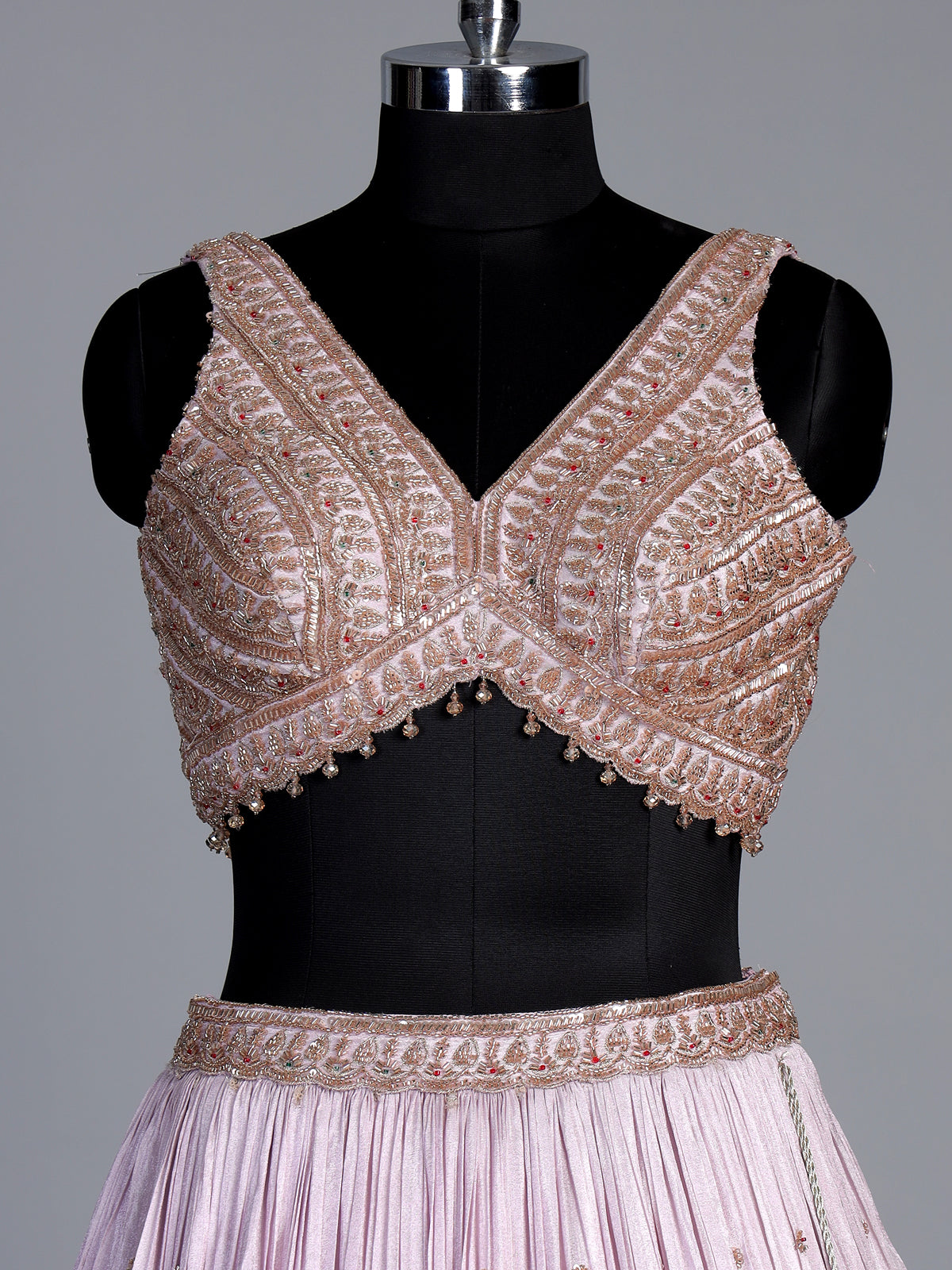 Pink silk embellished lehenga choli with elegant dupatta