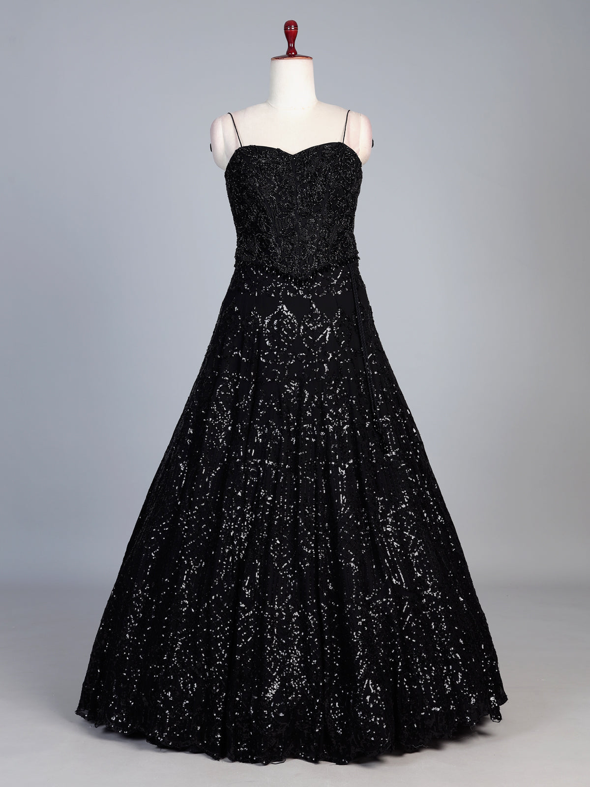 Black georgette designer lehenga choli with elegant sequin embellishments