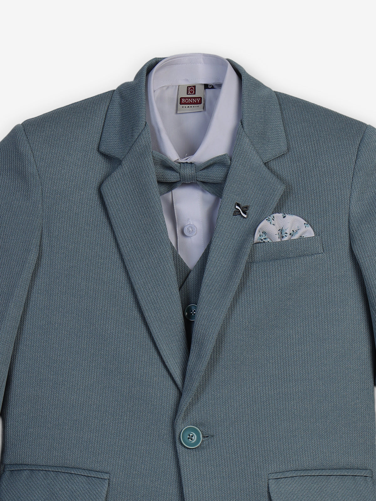 Grey solid one-button cotton blend coat suit
