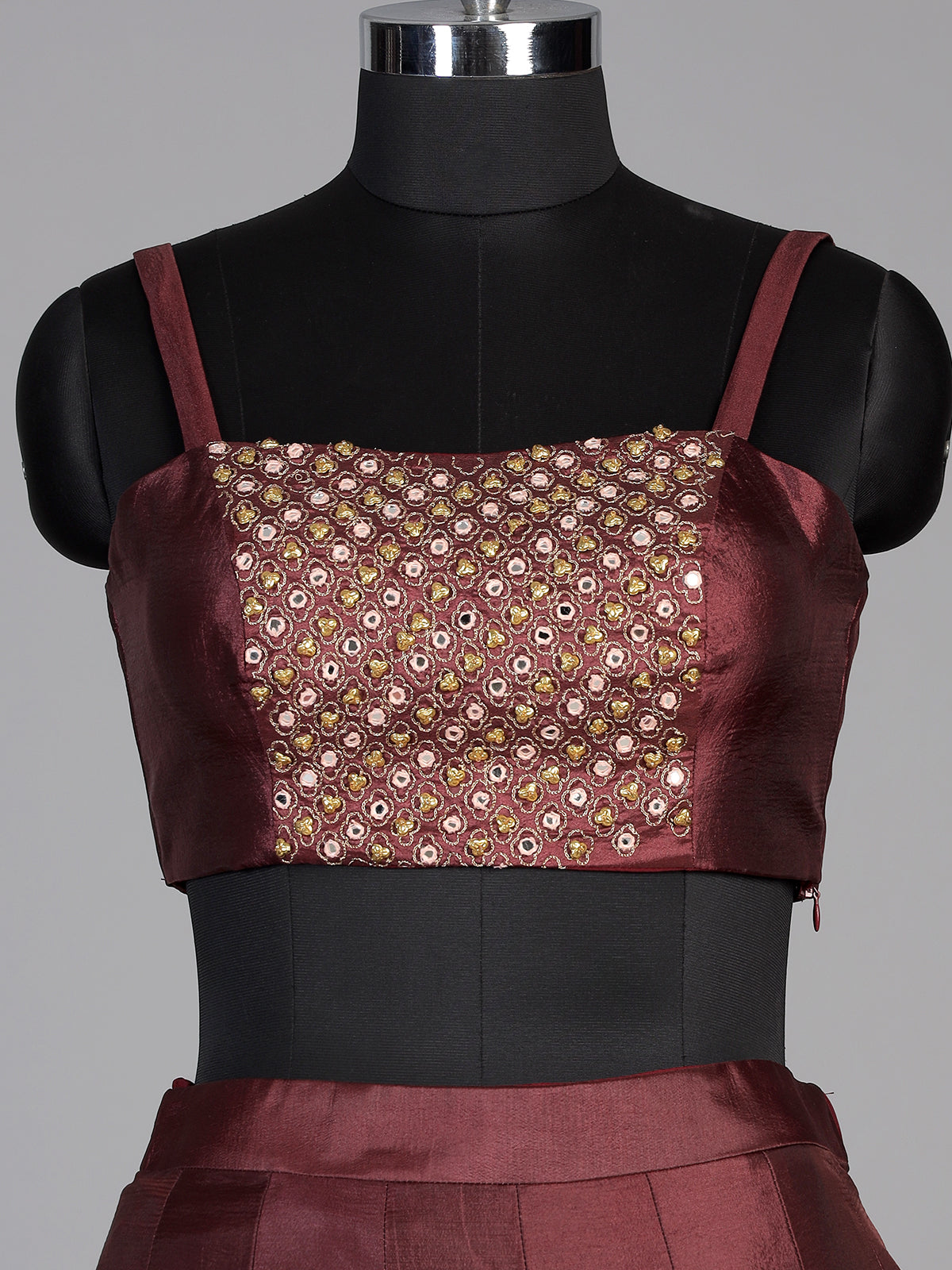 Maroon womens designer jacket lehenga suit