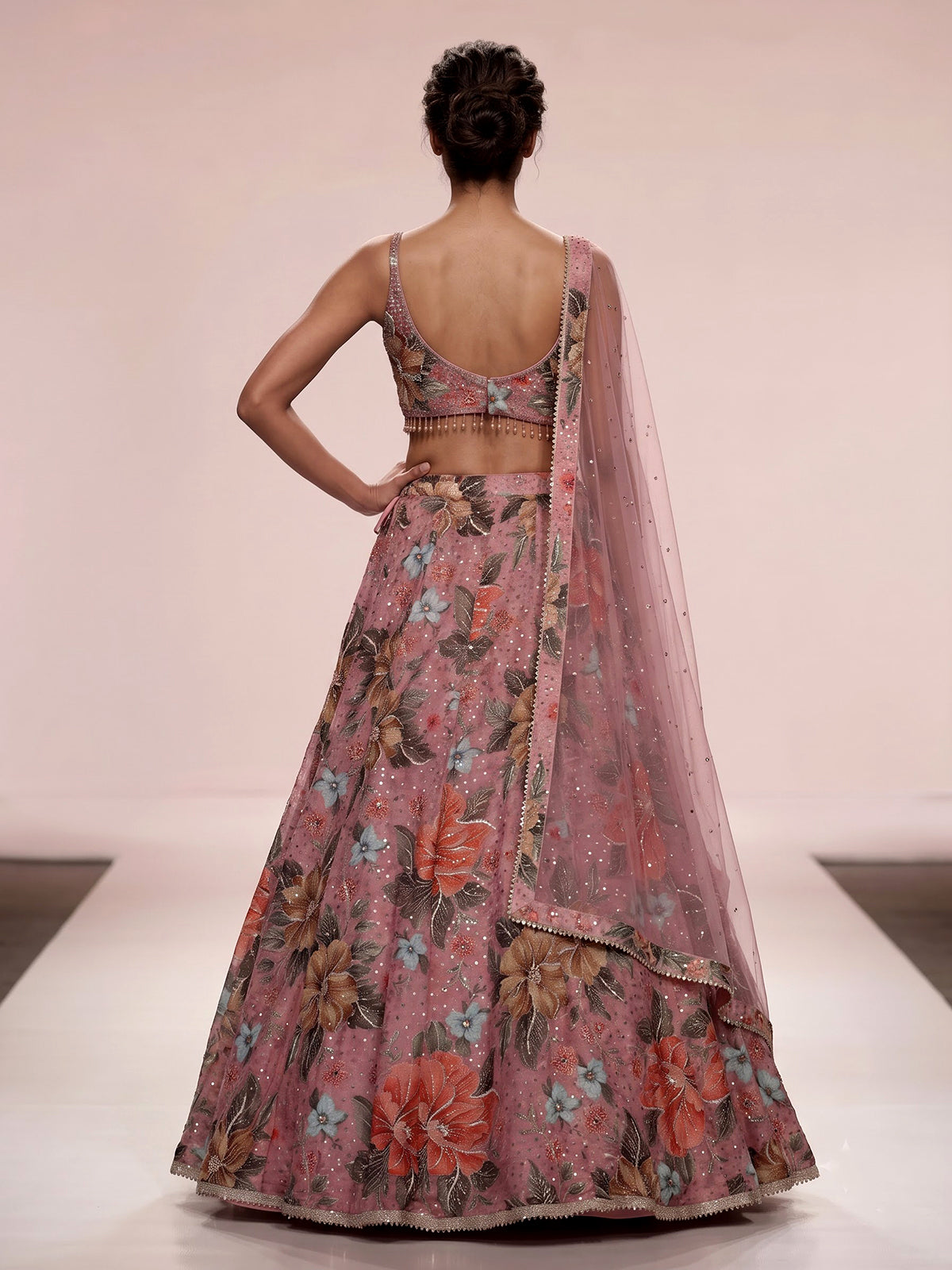 Onion pink womens floral printed lehenga