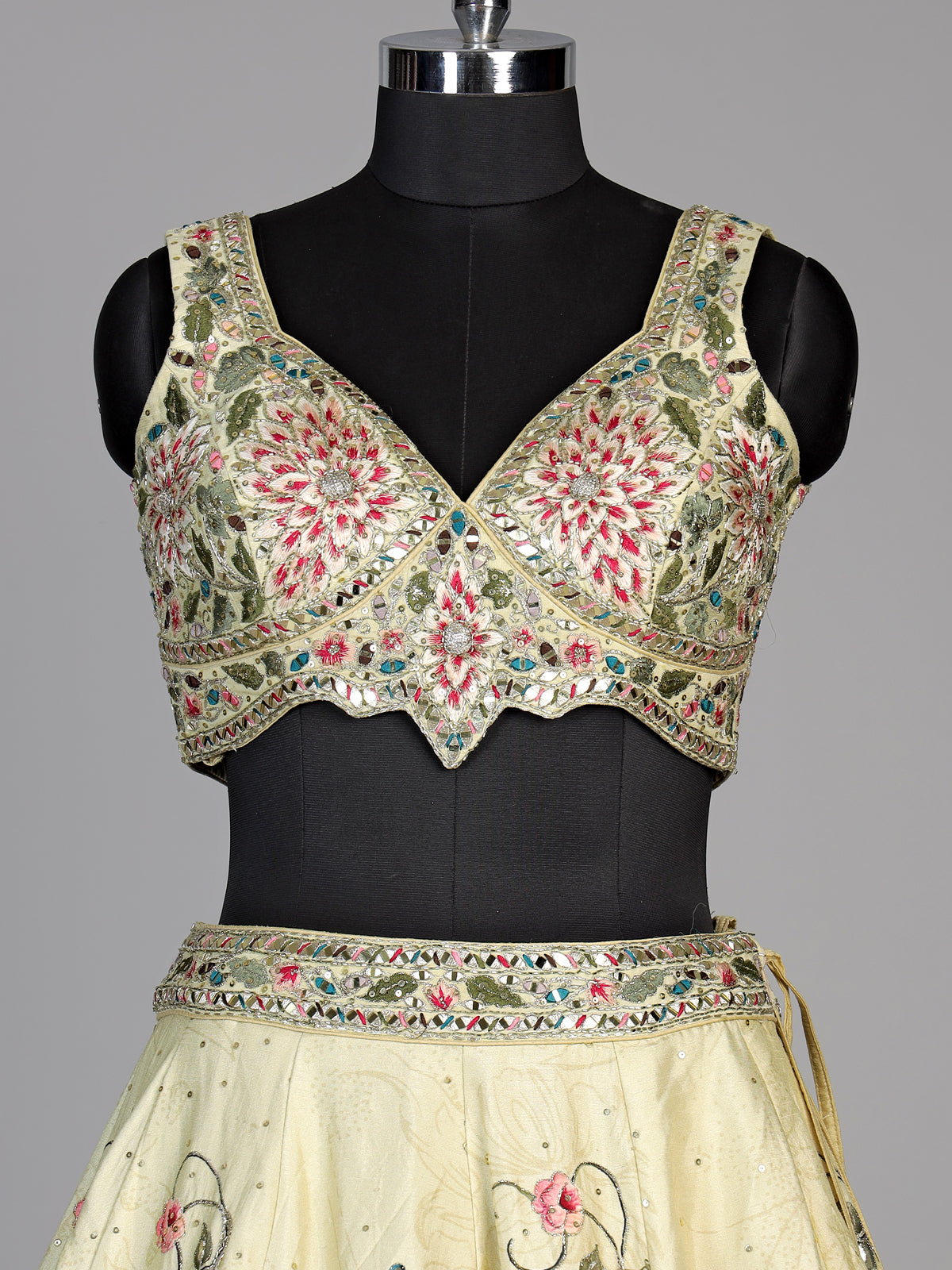 Yellow womens peacock embroidered lehenga choli