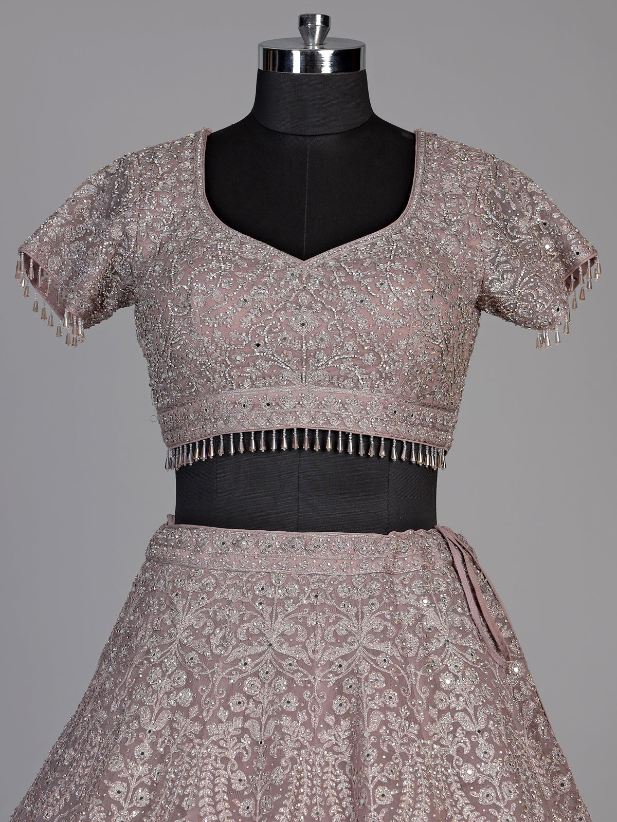 Mauve purple womens shimmer sequin lehenga