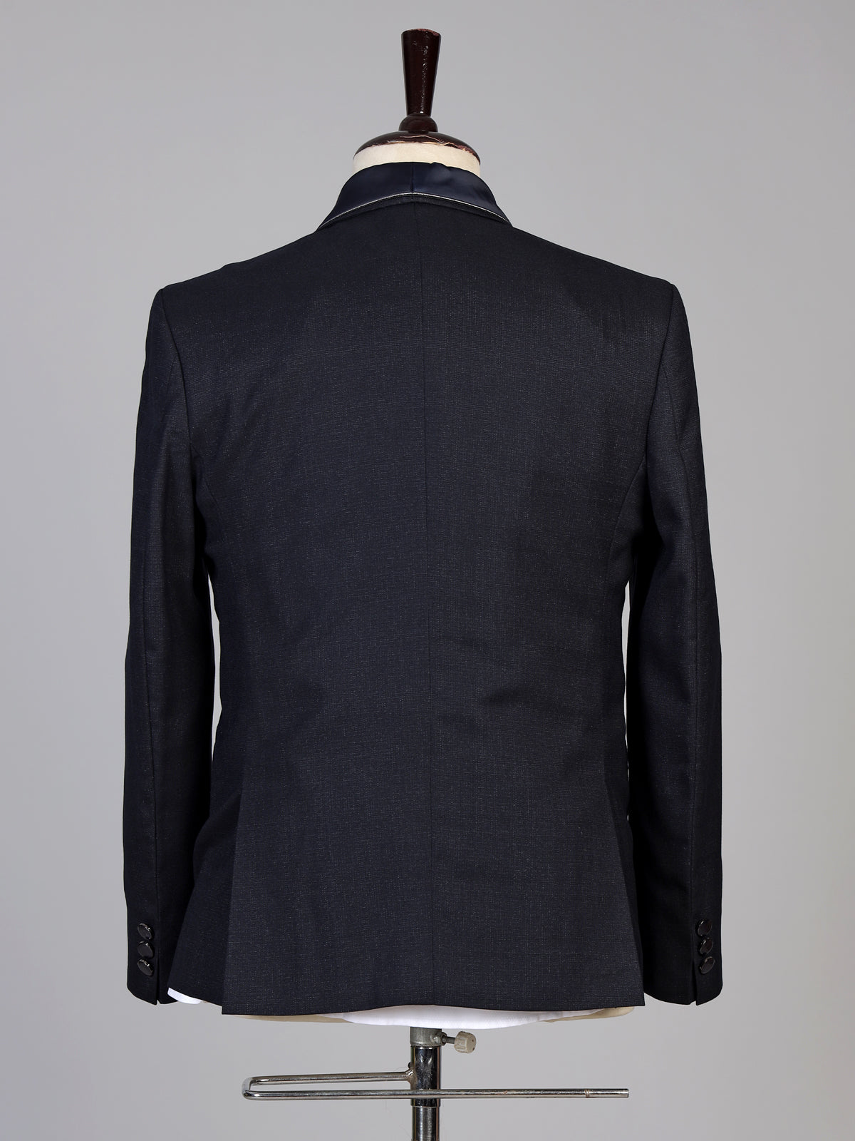 Navy black mens elegant jacquard coat suit