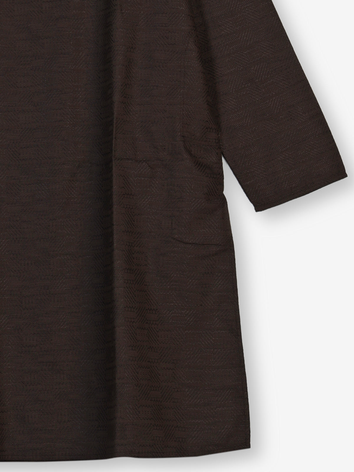Dark coffee brown cotton kurta suit with thread weaving for men