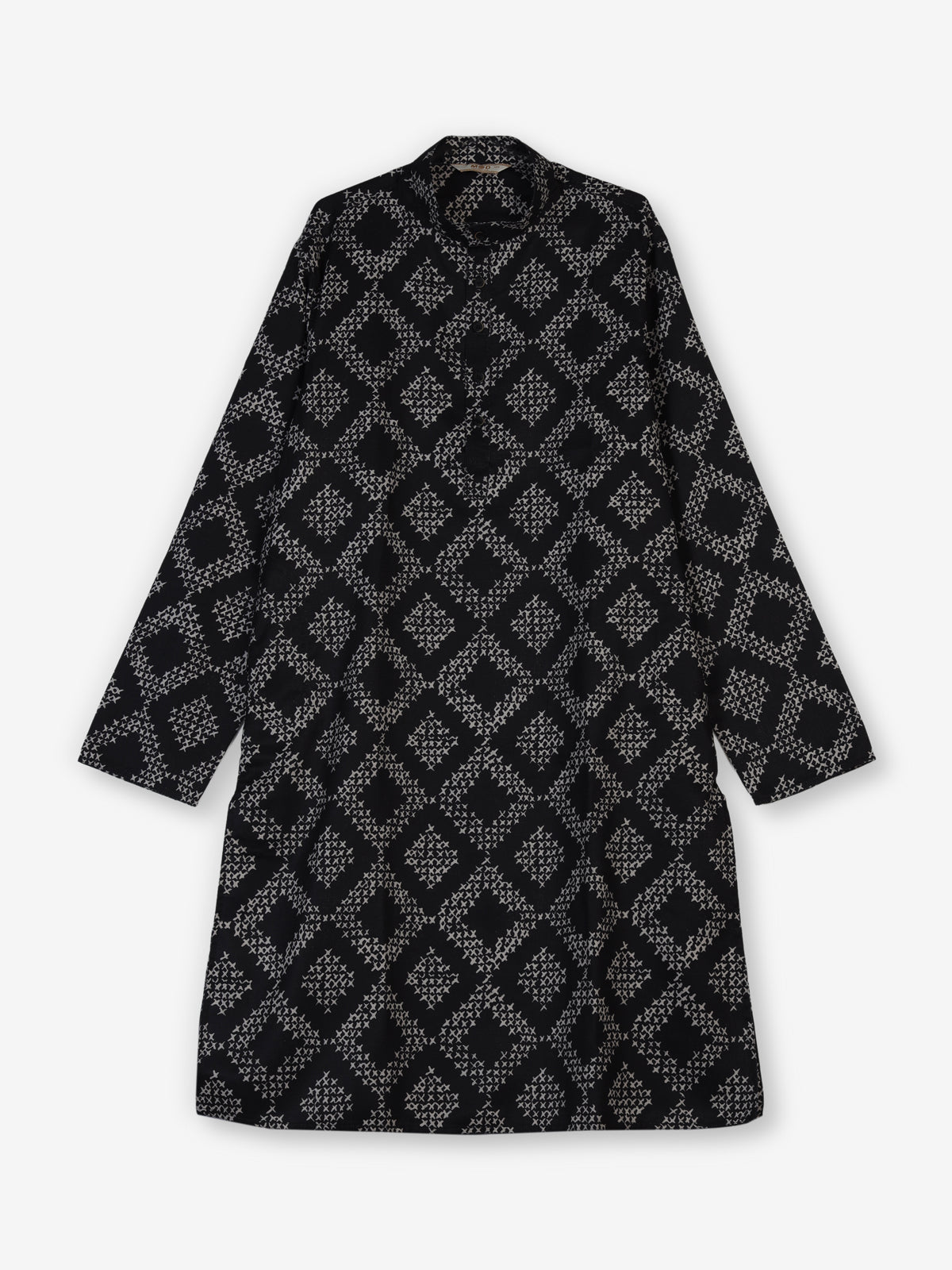 Black silk printed kurta suit for festive occasions for men