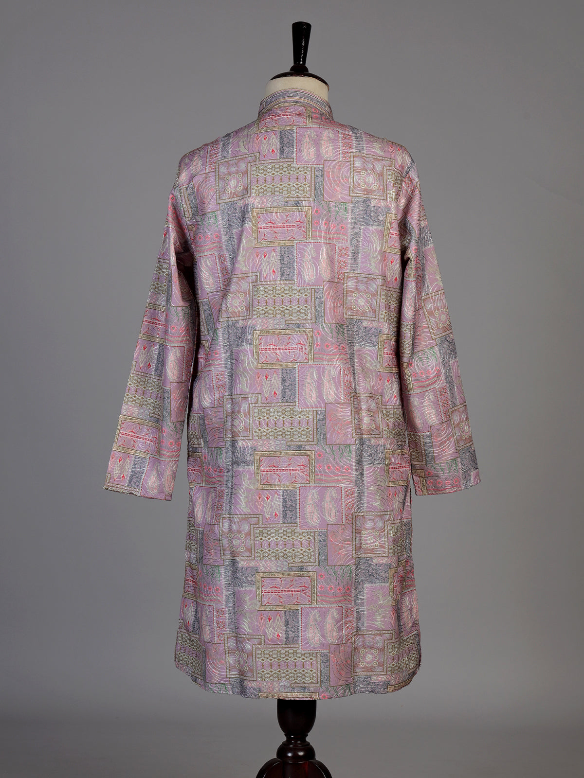 Pink silk printed kurta suit for men festive elegance