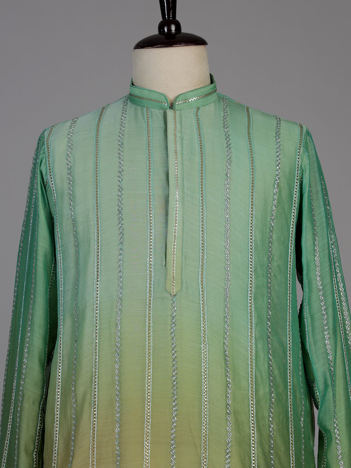 Pista green shaded silk kurta suit for men