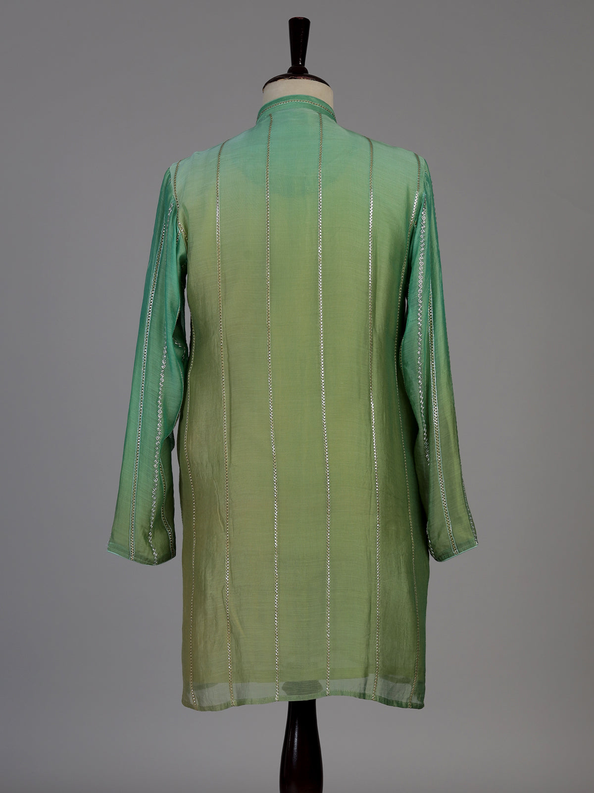 Pista green shaded silk kurta suit for men