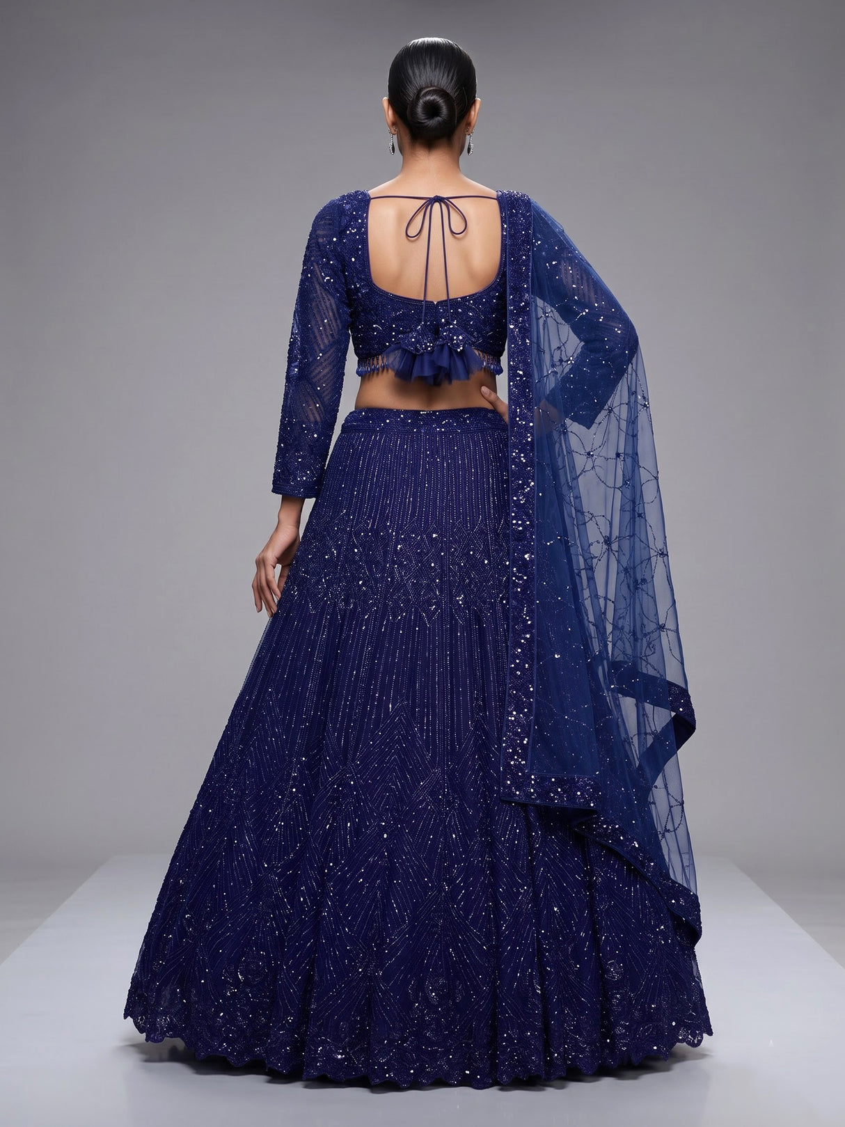 Navy blue diamond jaal designer lehenga choli for women