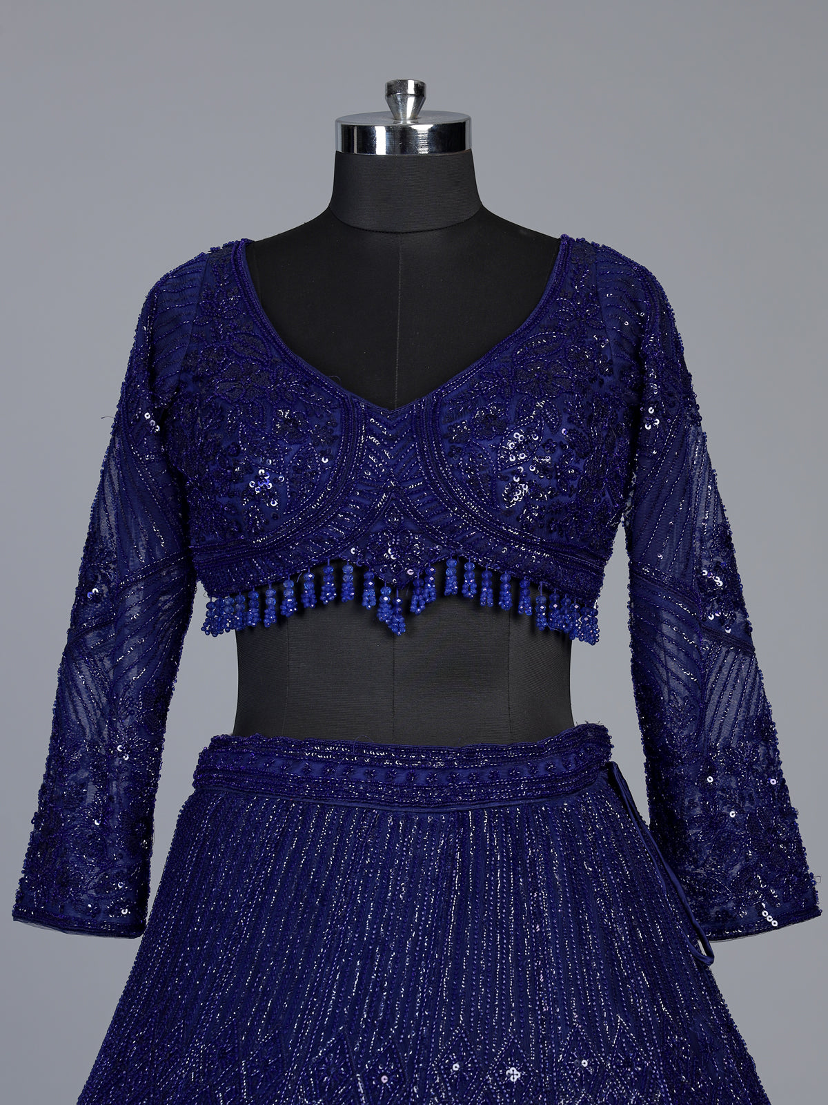 Navy blue diamond jaal designer lehenga choli for women