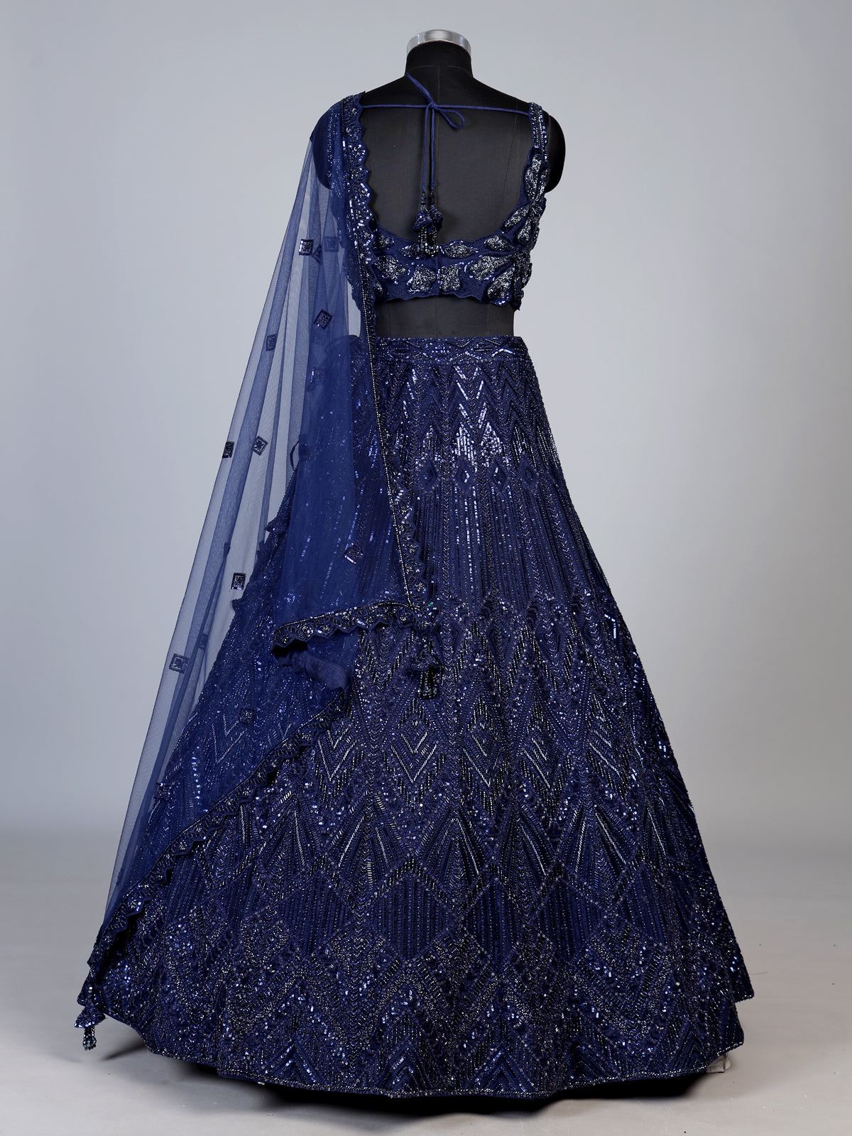 Navy blue geometric sequin designer lehenga choli for women