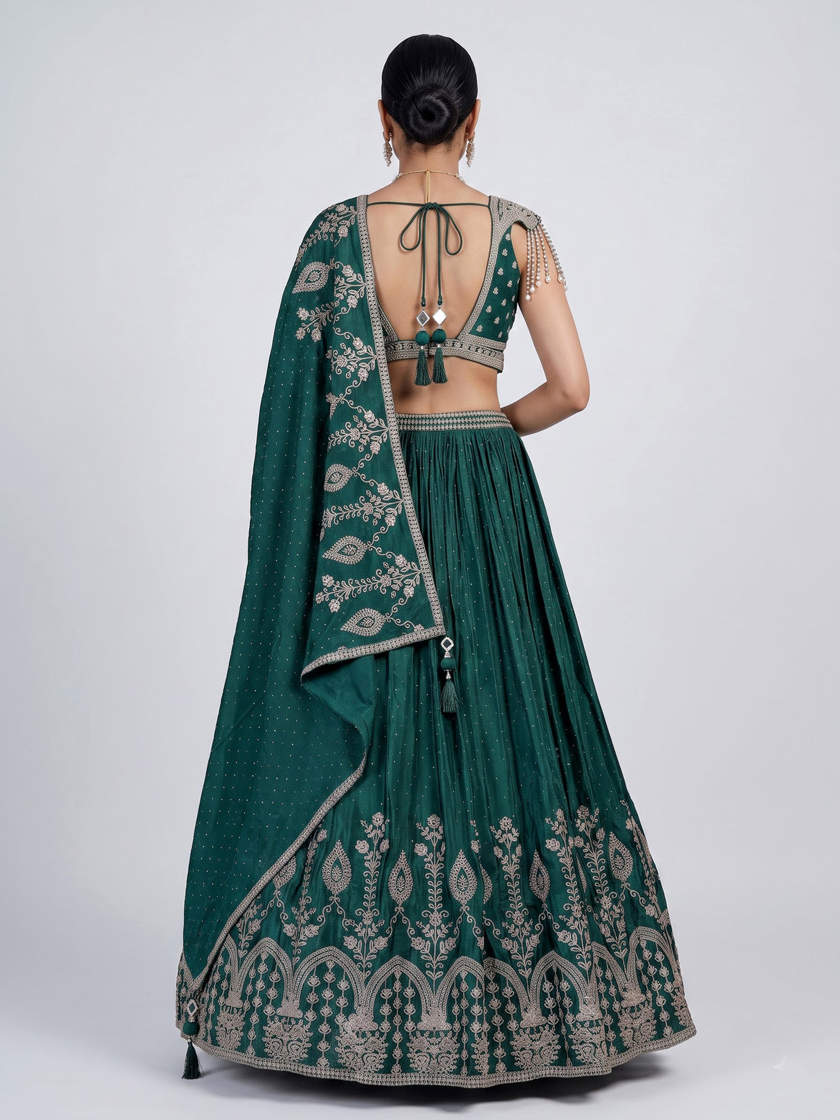 Green mughal inspired lehenga choli for women