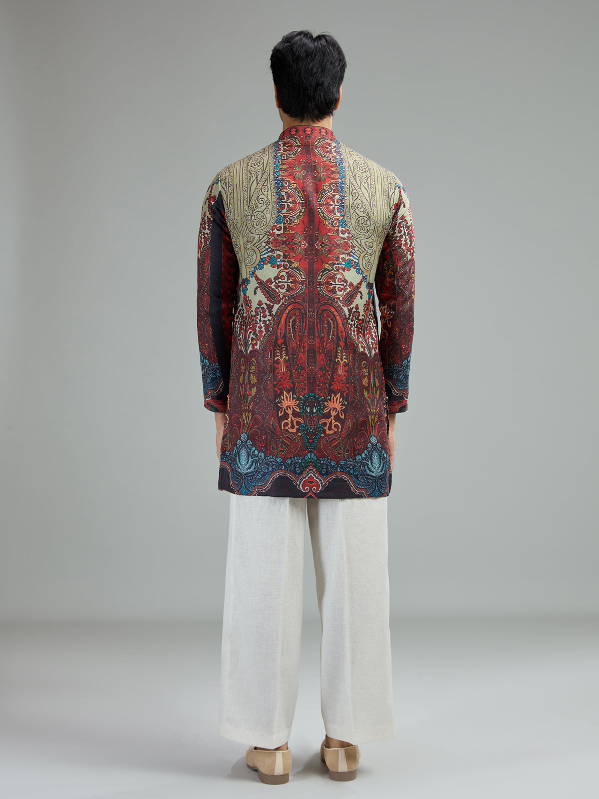 Multi color mens mughal tapestry kurta suit