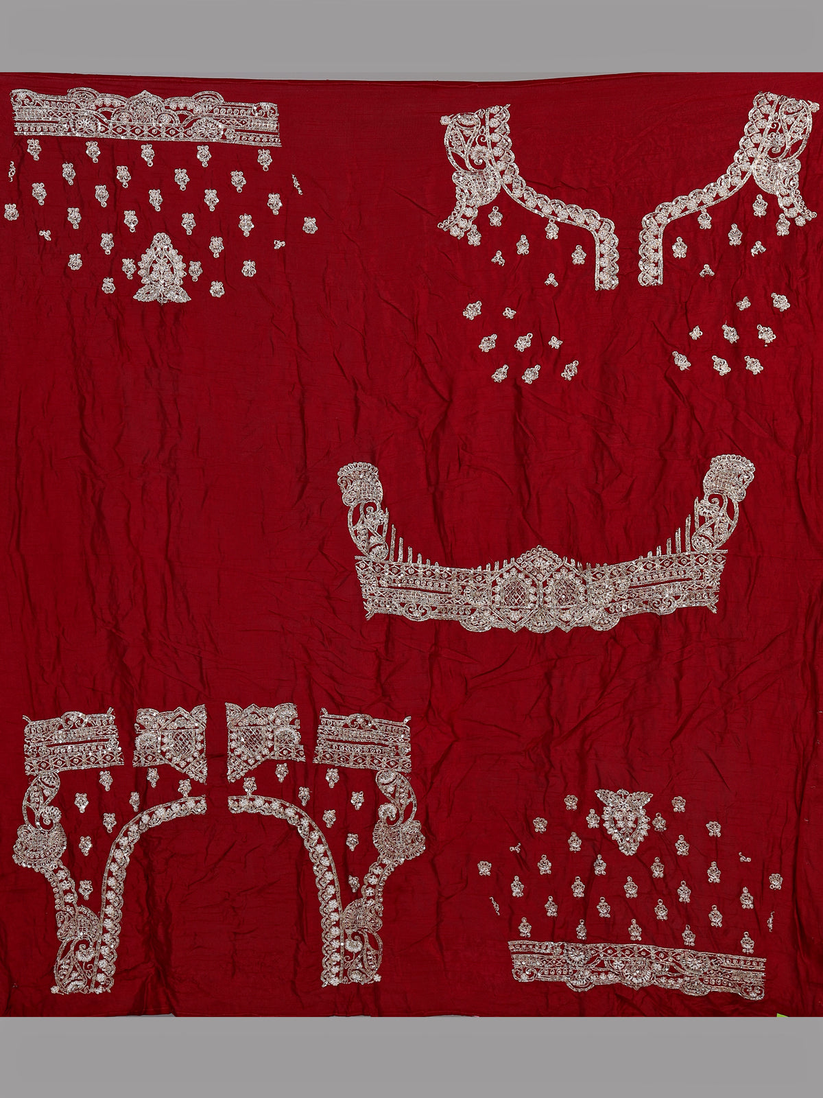 Maroon raw silk unstitched lehenga choli with exquisite butti work