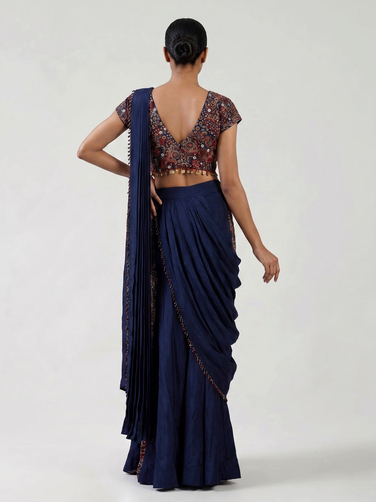 Navy blue kutch embroidered palazzo suit for women