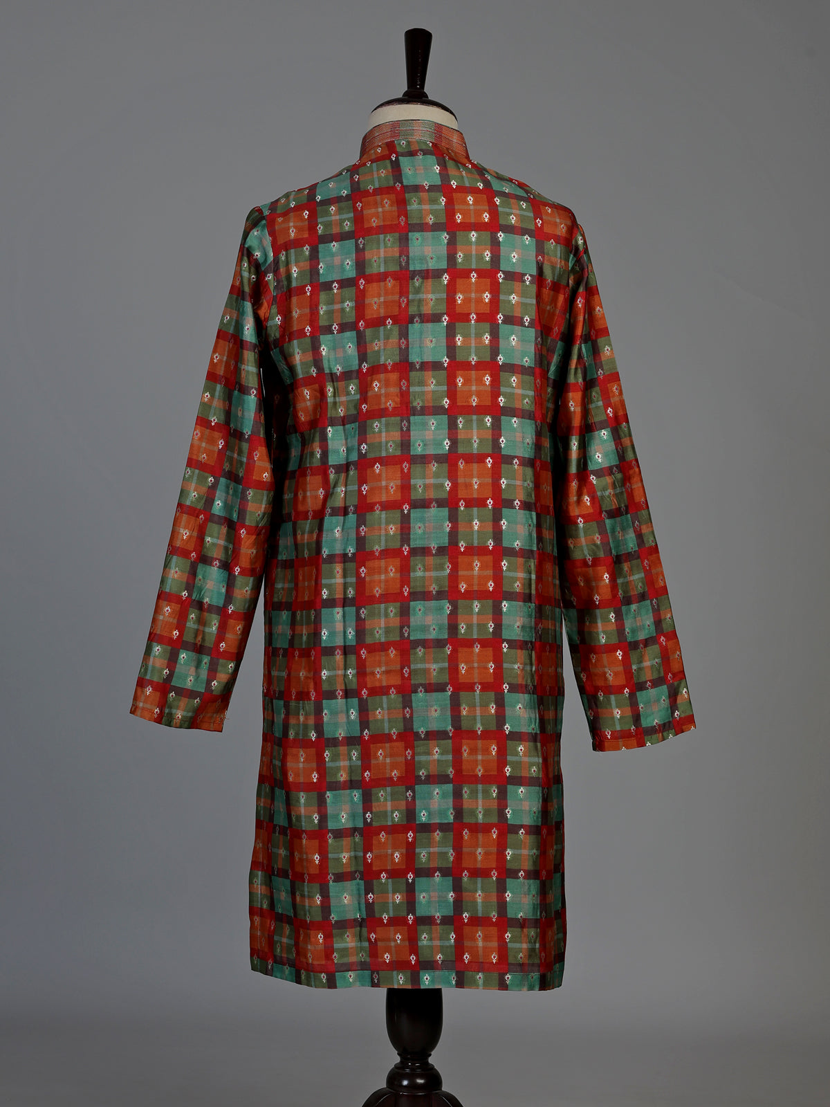 Multicolor gajji silk mens kurta suit with checks printed dupatta