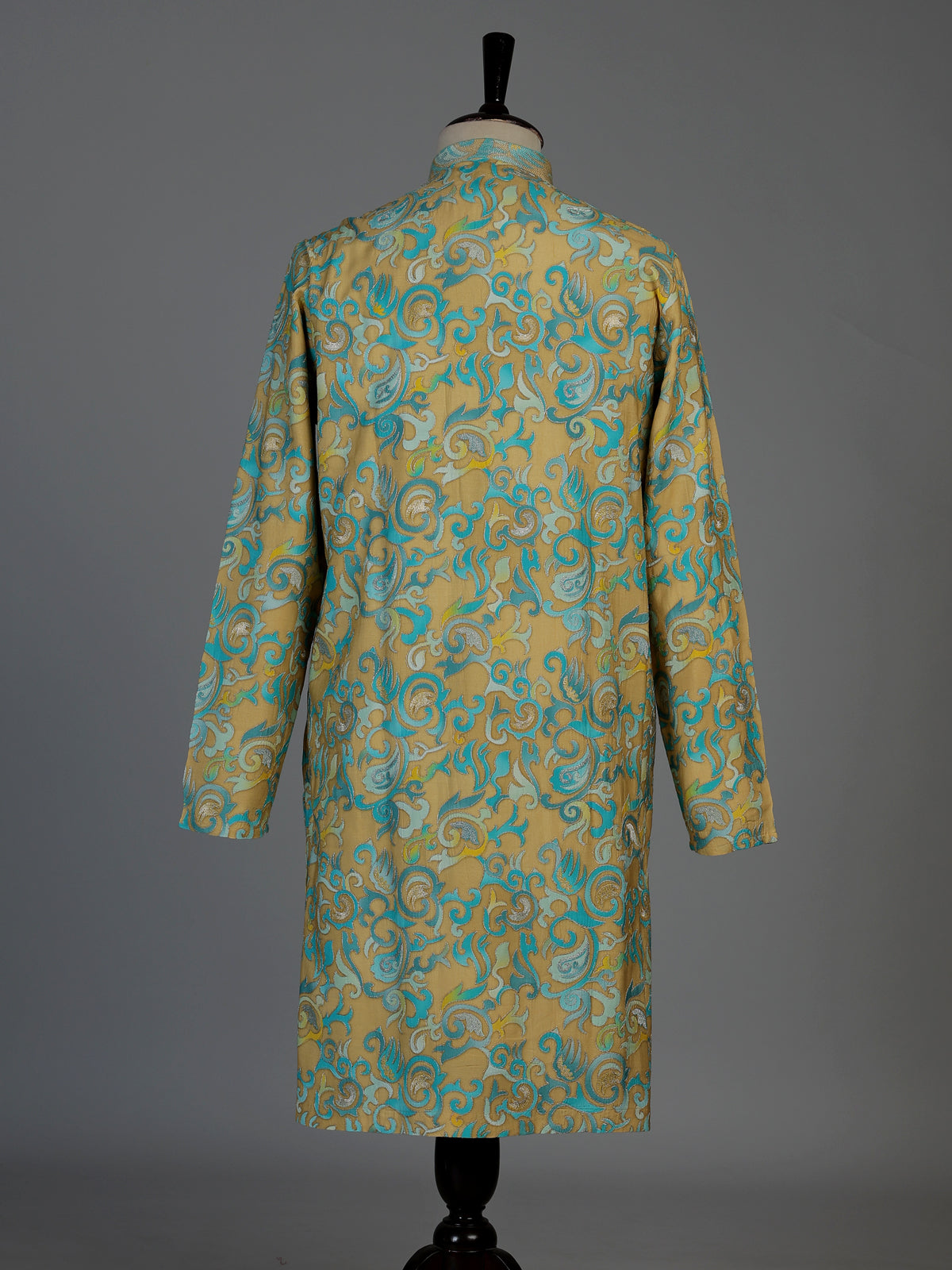 Multicolor silk blend mens kurta suit with elegant printed styling