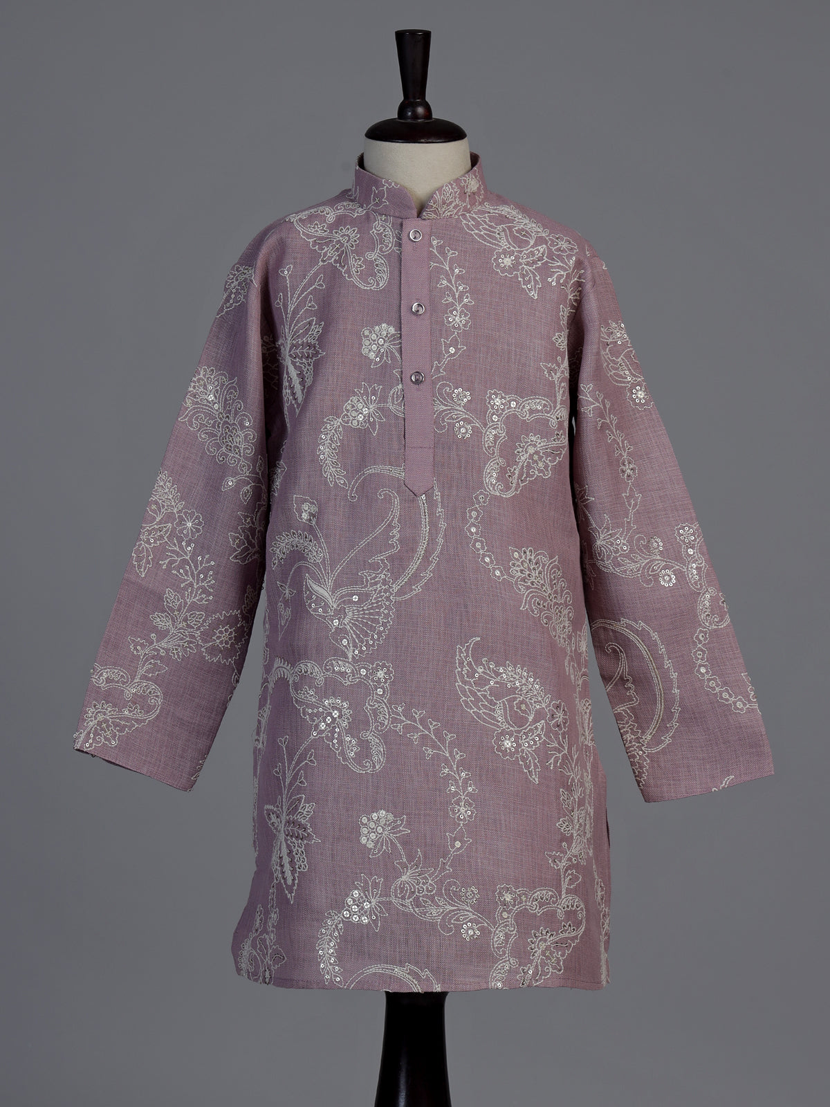 Lilac purple kashmiri embroidered boys kurta suit