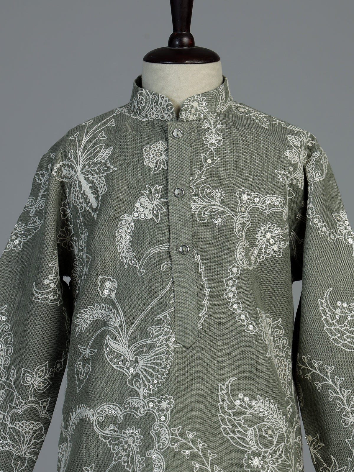 Pista green kashmiri embroidered boys kurta suit