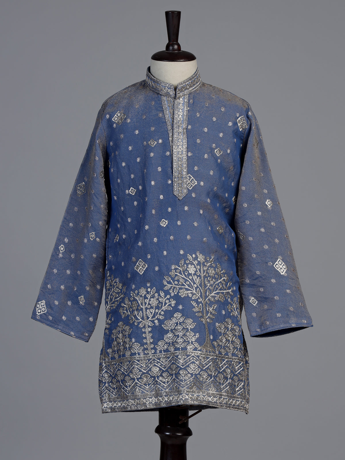 Stone blue chanderi silk boys kurta suit