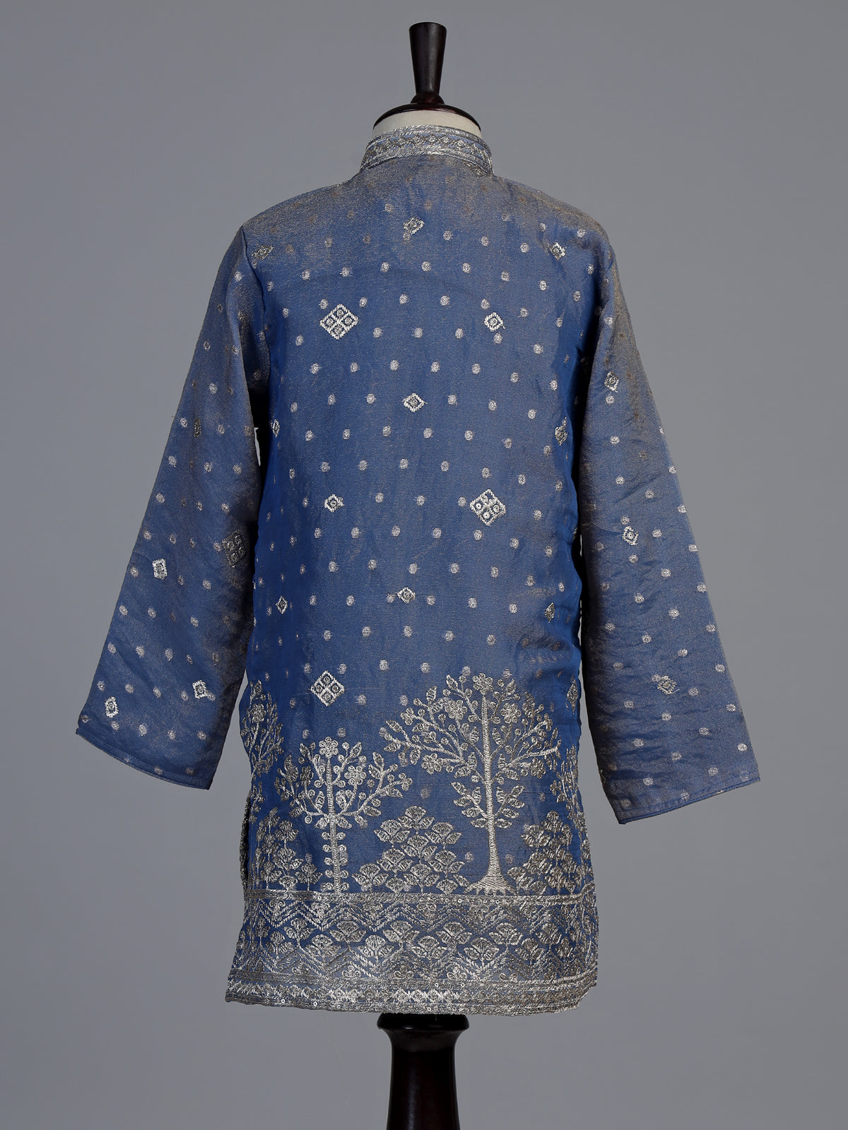 Stone blue chanderi silk boys kurta suit
