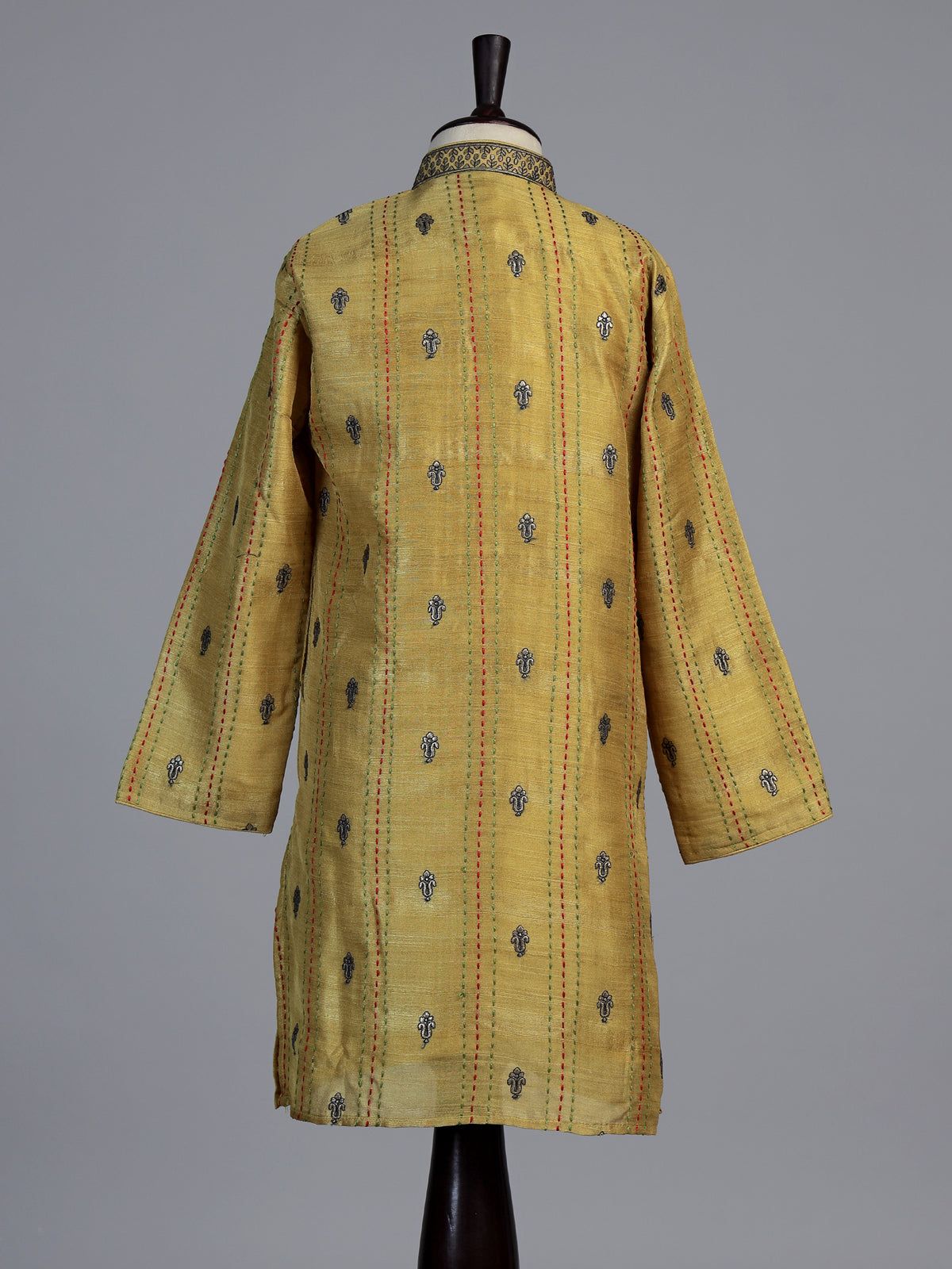 Mustard yellow floral butti boys kurta suit