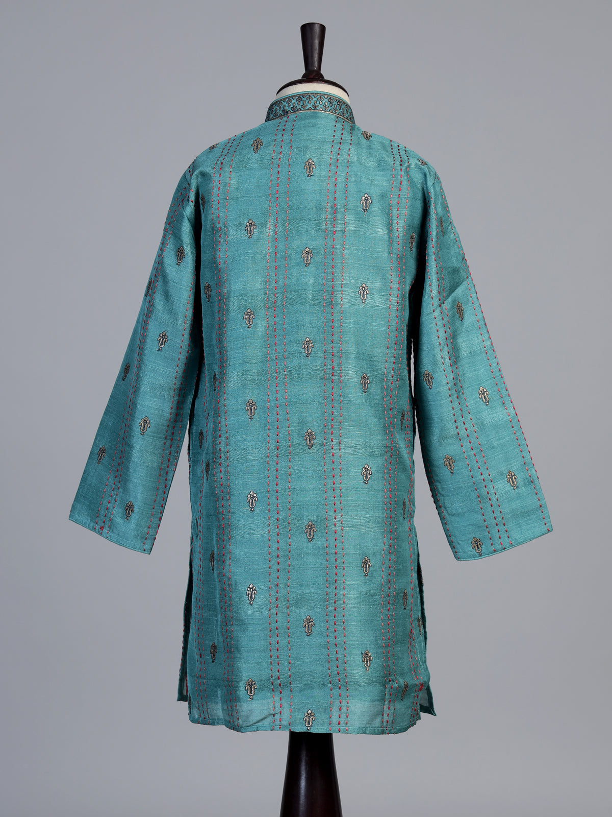 Teal green floral butti boys kurta suit