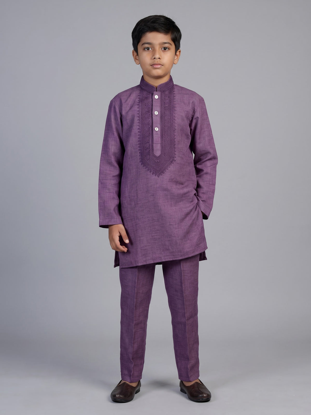 Wine kashmiri paisley boys kurta suit