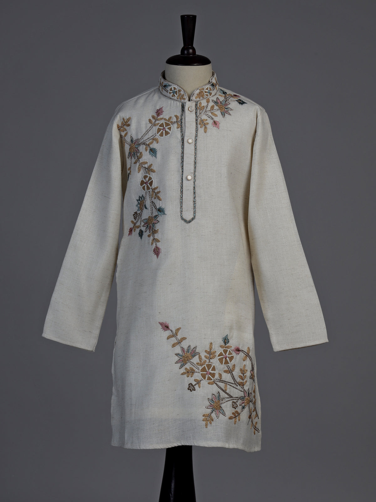 Off white pastel floral boys kurta suit