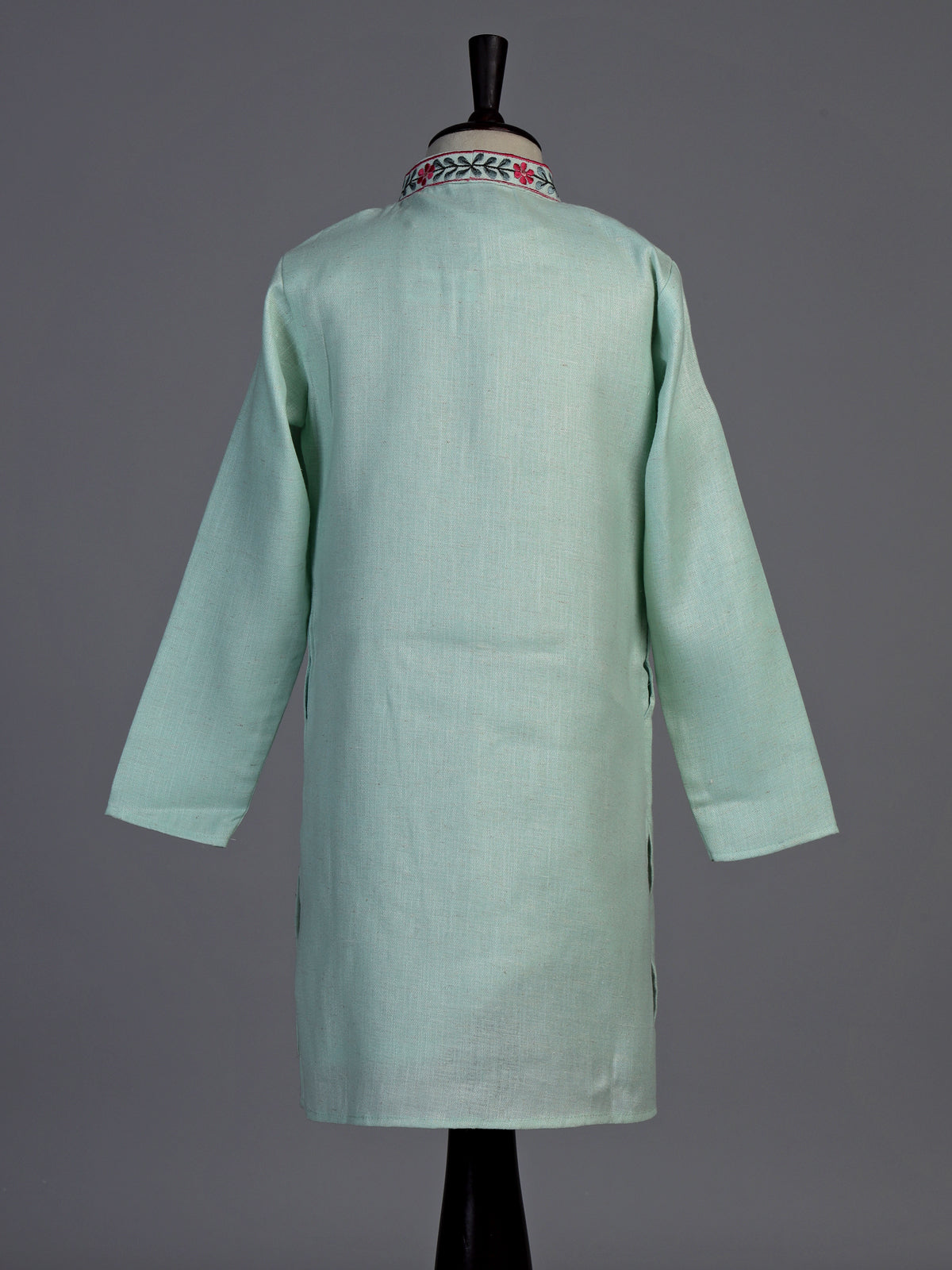 Mint green diagonal floral boys kurta suit