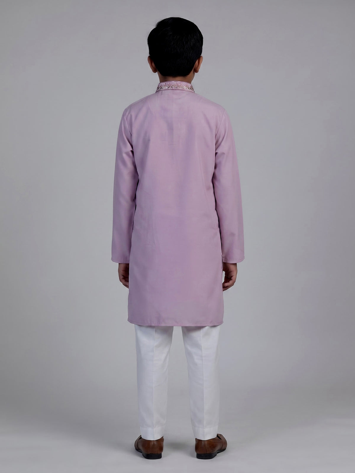 Purple jharokha embroidered boys kurta suit