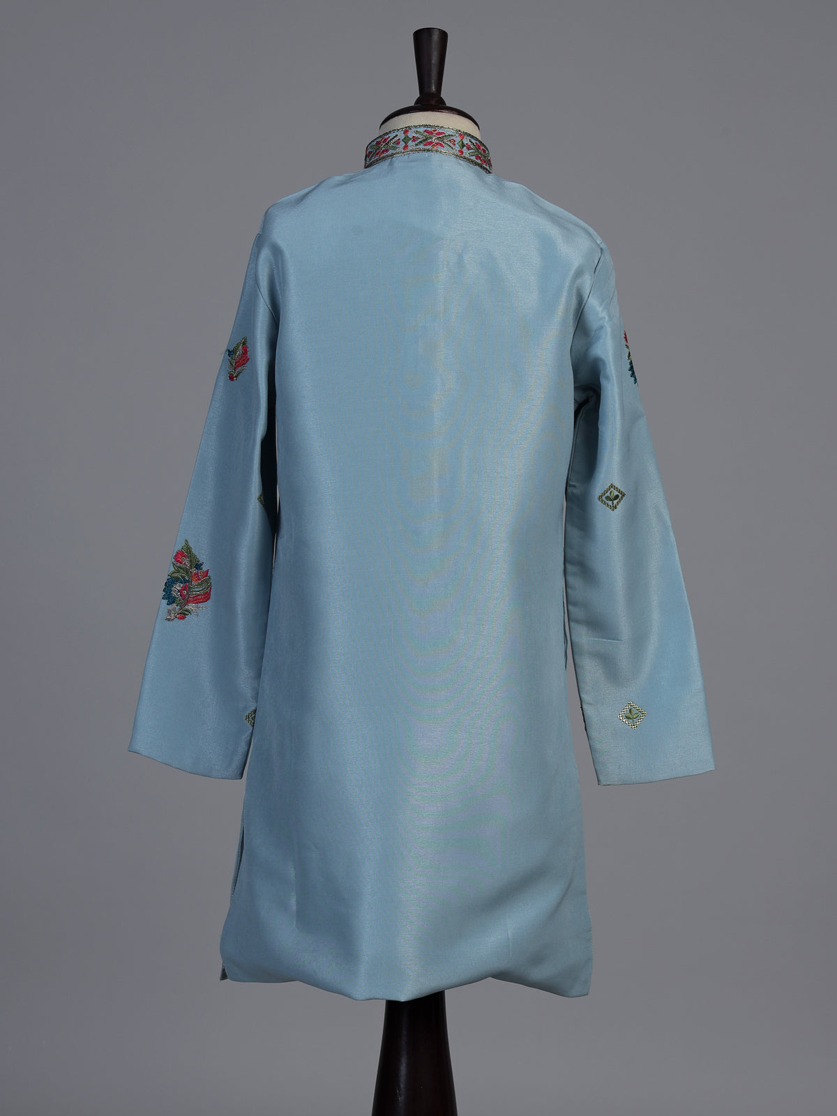 Blue zardosi embroidered boys kurta suit