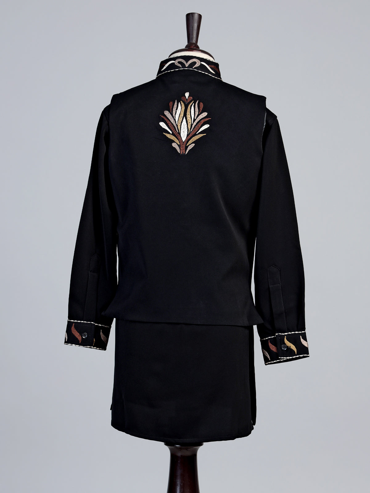Black crested bird boys waistcoat set