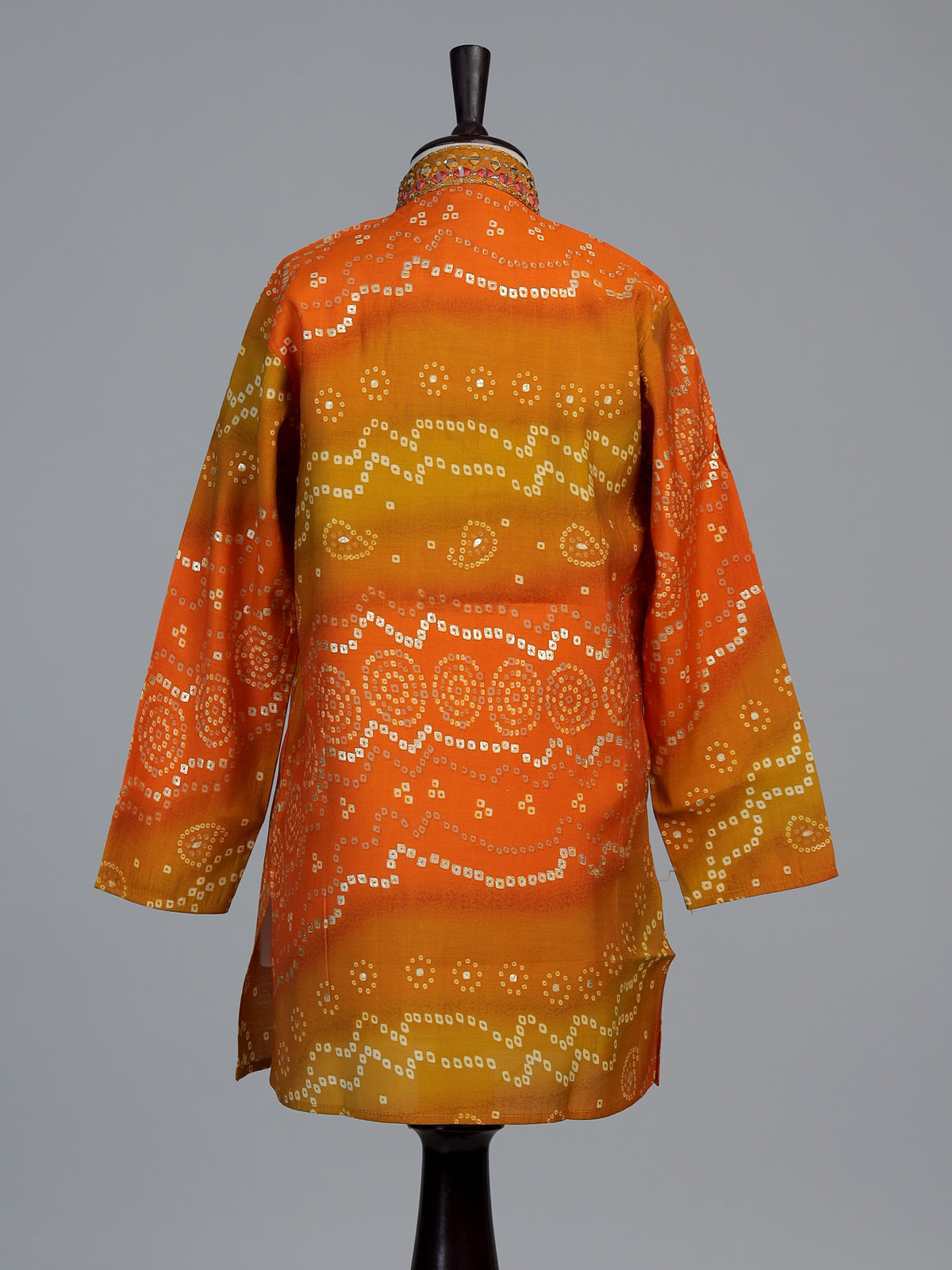 Marigold yellow bandhani boys kurta suit