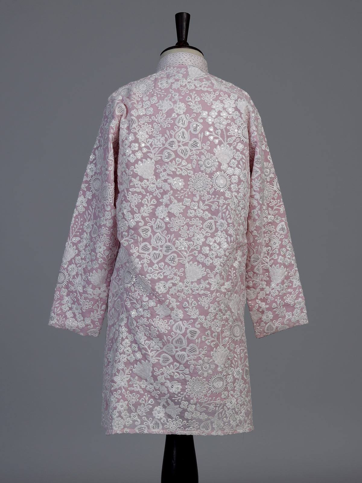Pink chikankari boys kurta suit
