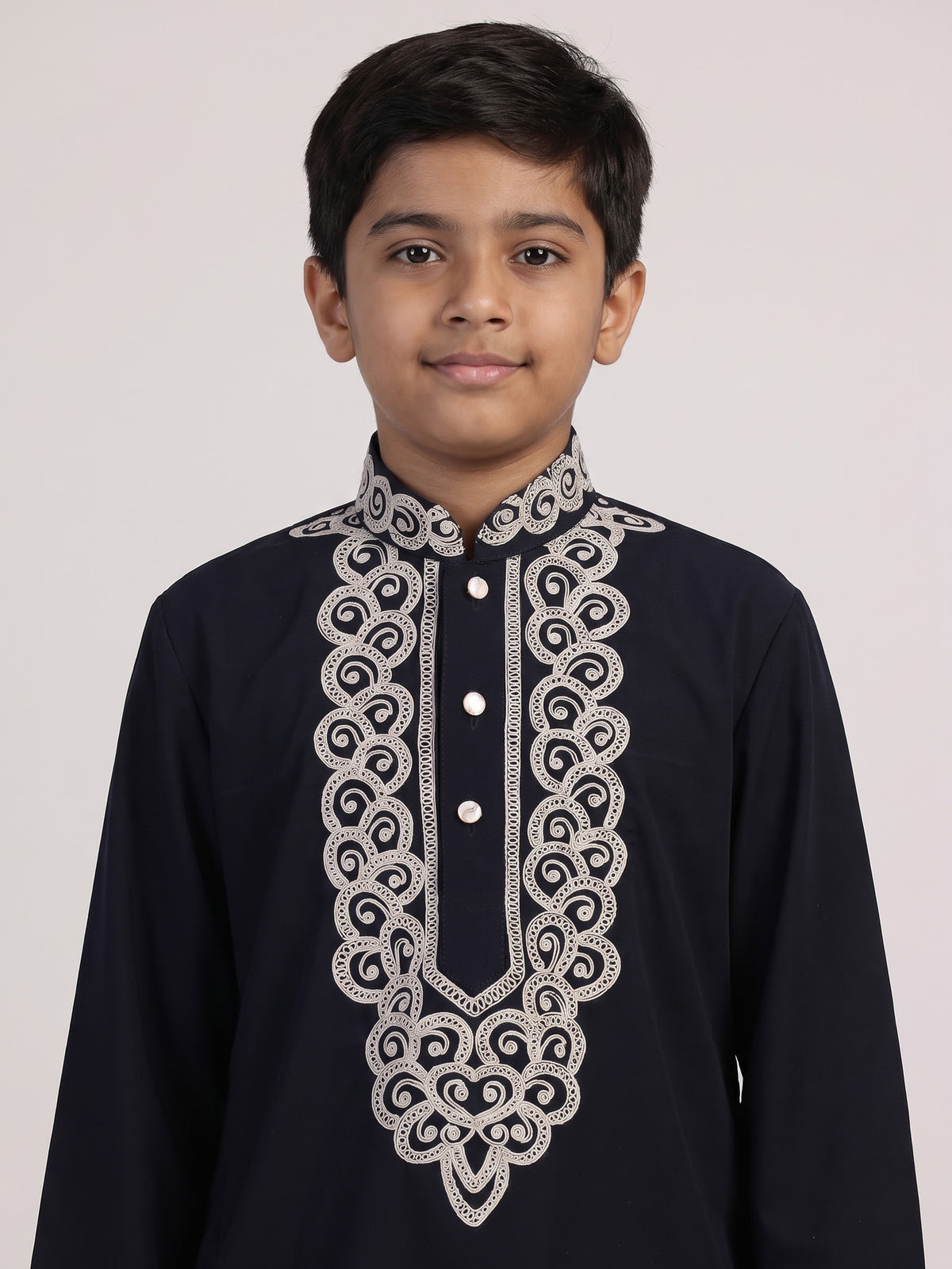 Black paisley zardosi silk cotton kurta suit