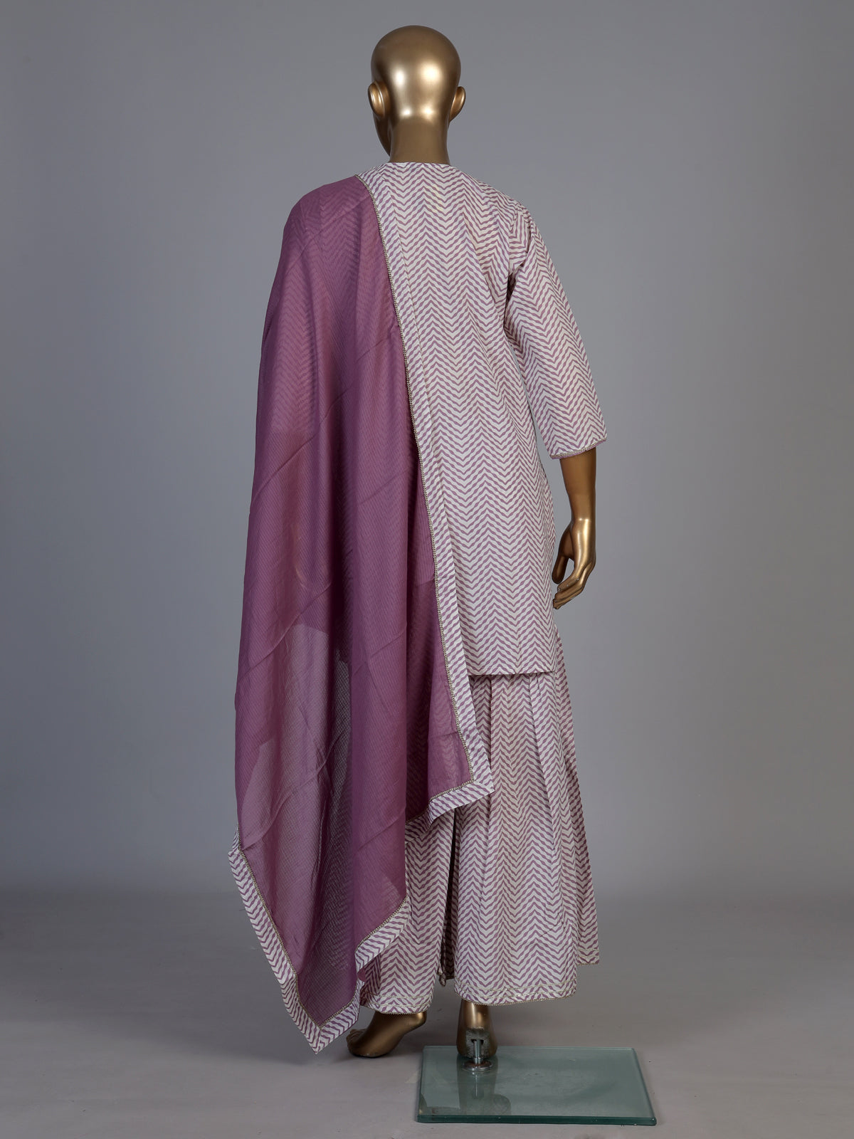Purple cotton silk kurti set with ornate zardosi and gota
