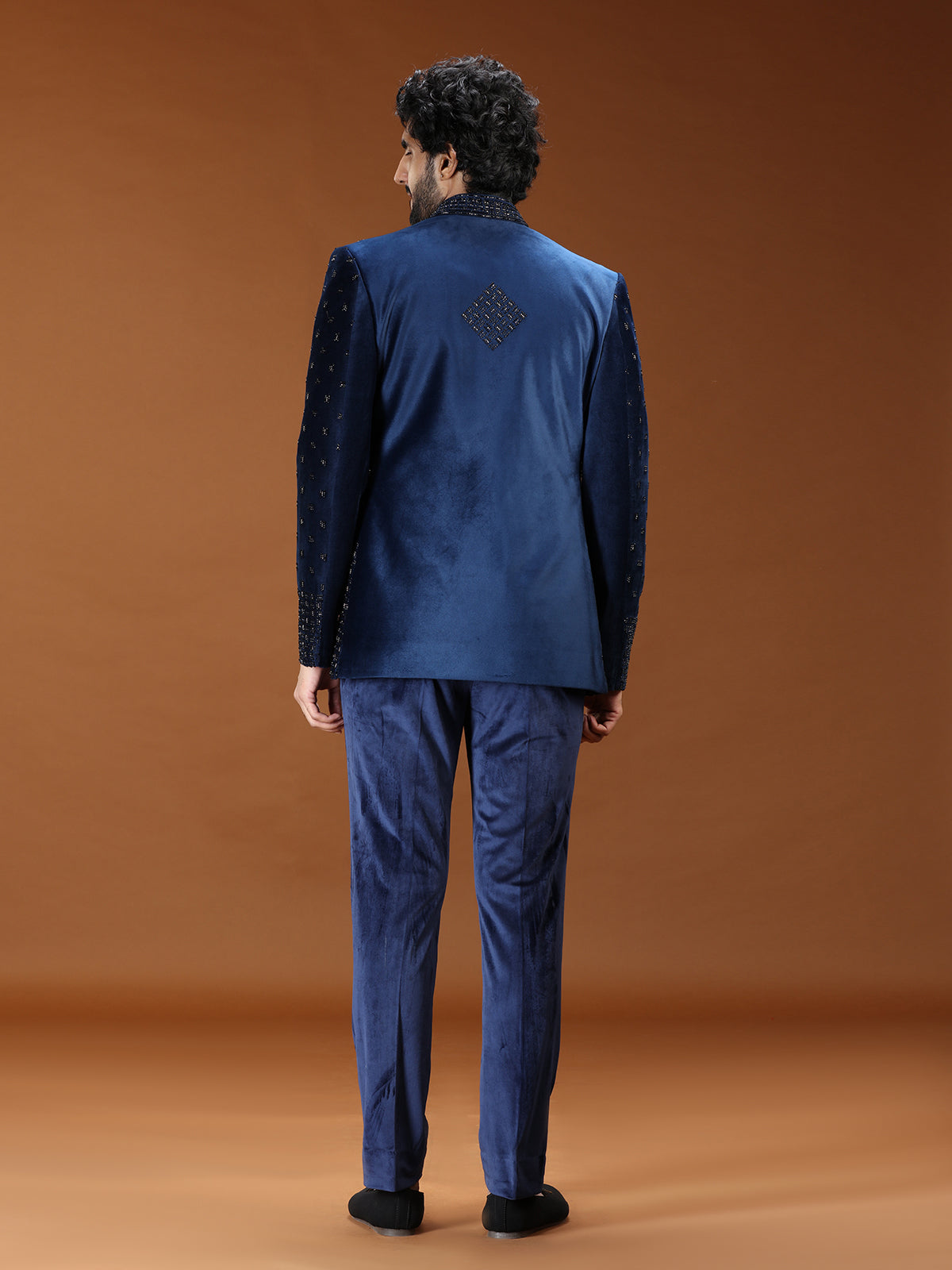 Contemporary blue cutdana jodhpuri suit for mens