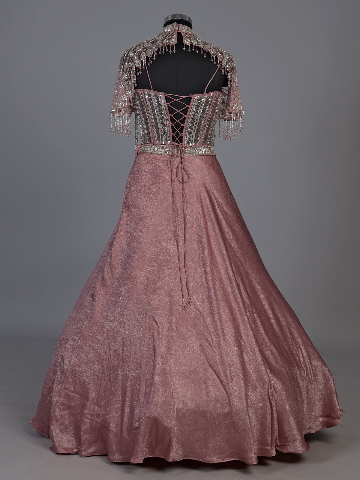 Chic onion pink chiffon tissue silk lehenga choli with embellishments