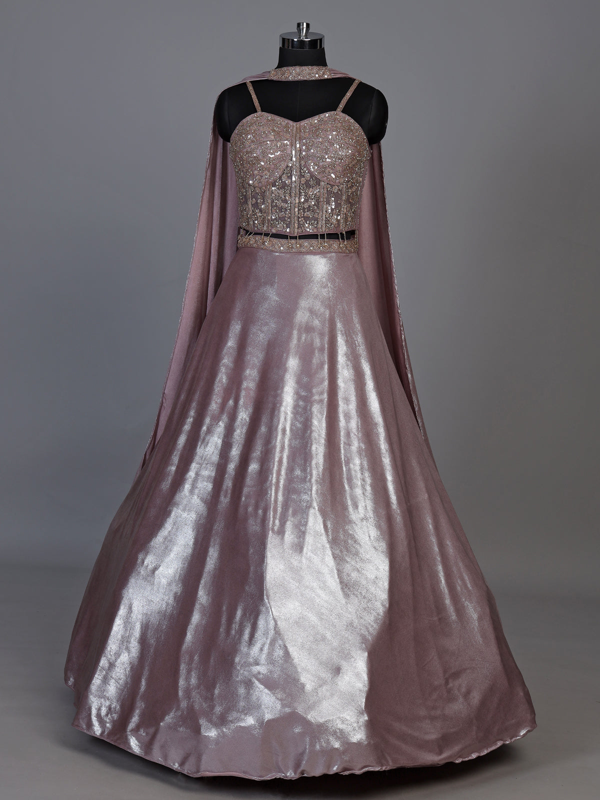 Dreamy onion pink shimmer tissue silk lehenga choli with sparkle