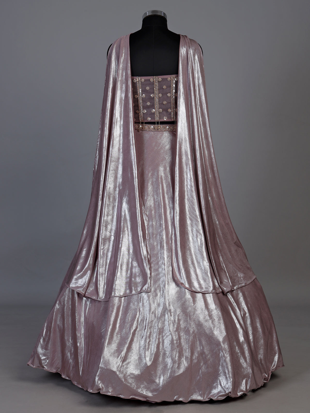 Dreamy onion pink shimmer tissue silk lehenga choli with sparkle