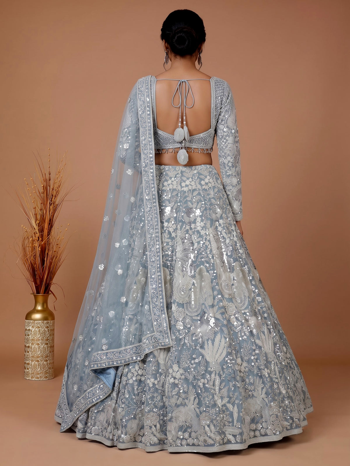 Grey exquisite floral jaal women lehenga choli