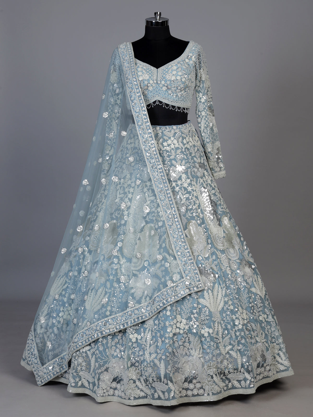 Grey exquisite floral jaal women lehenga choli