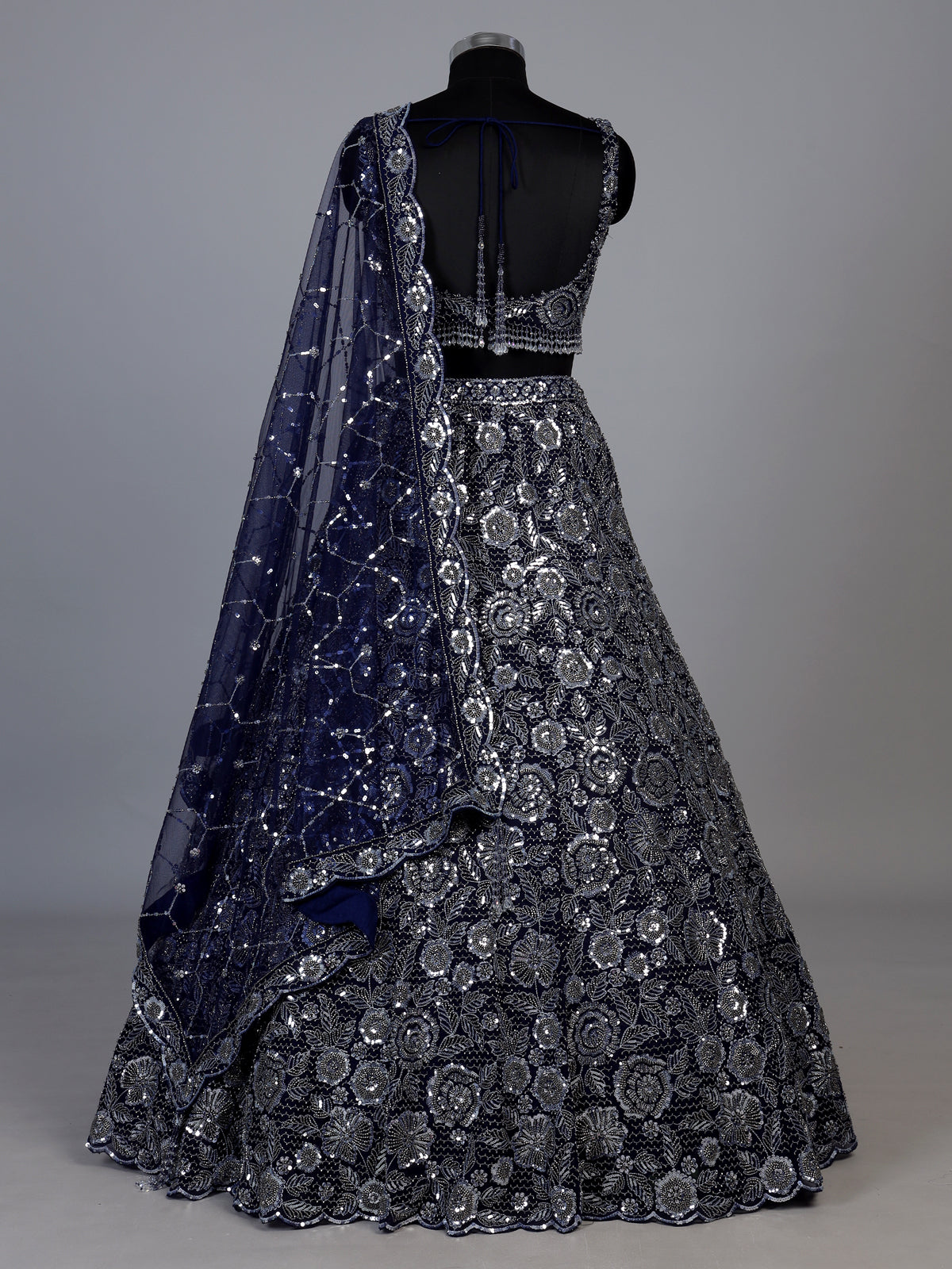 Navy blue lavish floral women lehenga choli