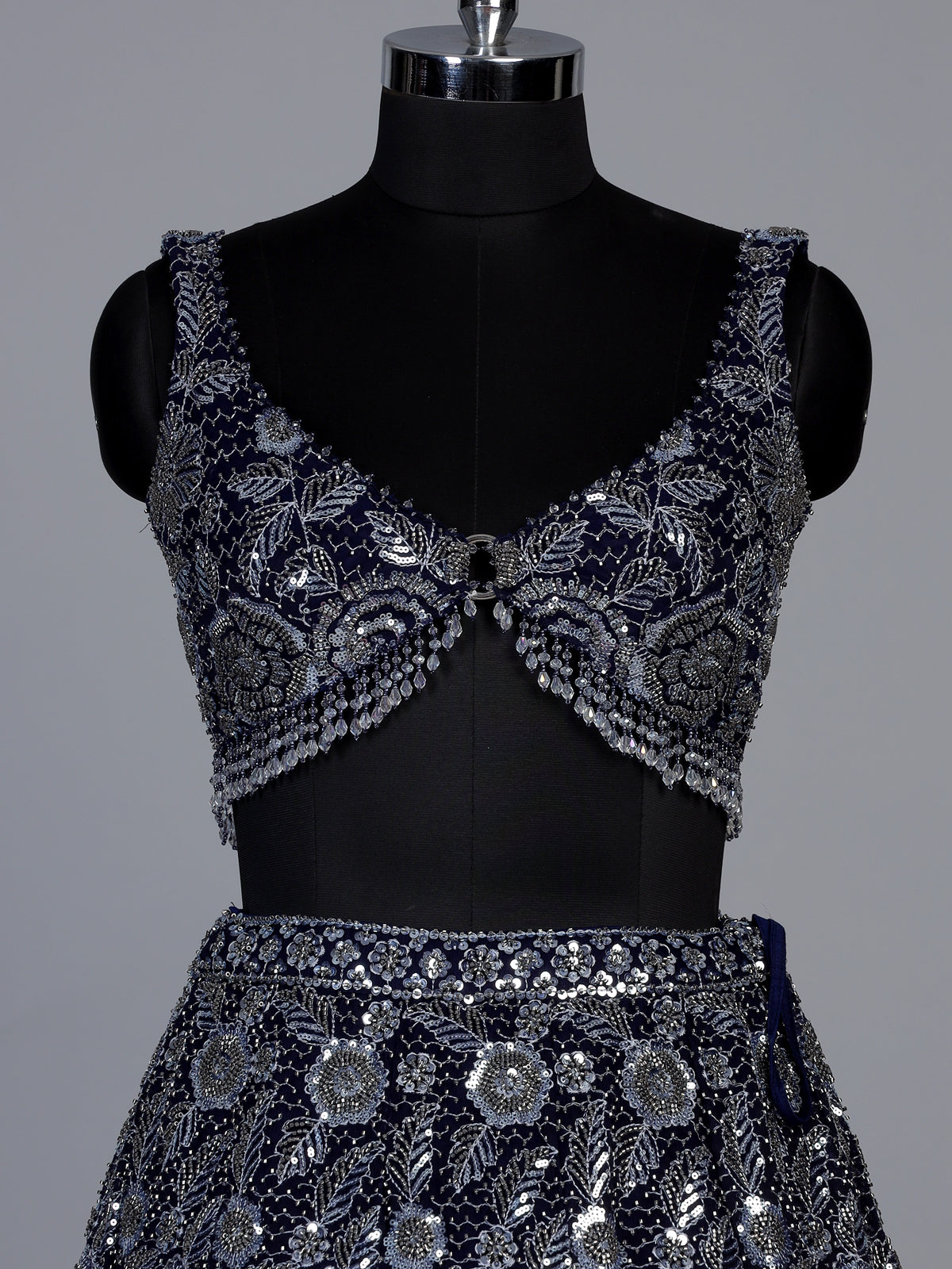 Navy blue lavish floral women lehenga choli