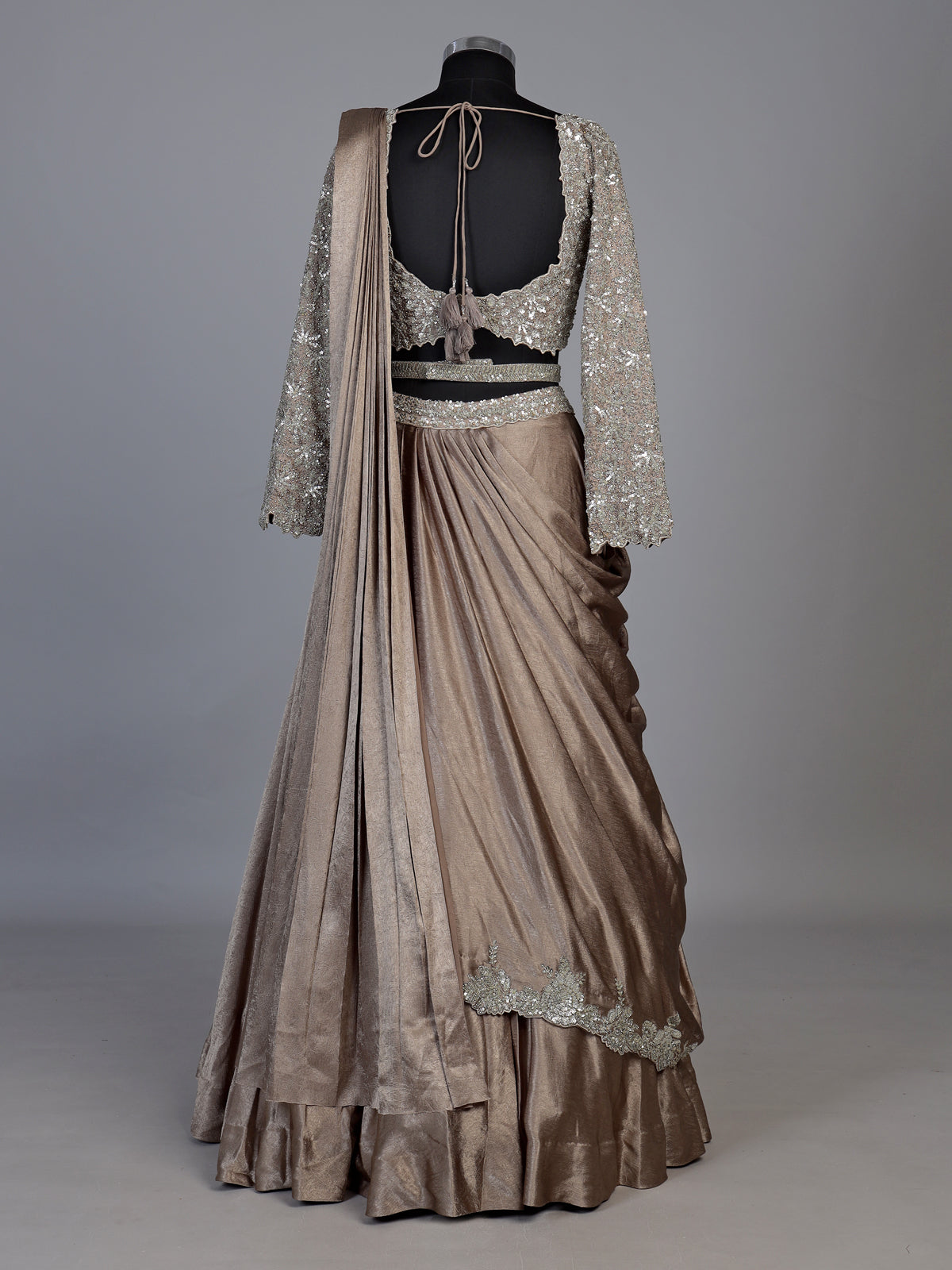 Beige pre-draped luxury women lehenga choli
